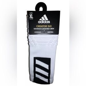 Adidas Creator 365 Basketball Crew Socks 1 Pair Men 12-16 White w Black Logo NEW